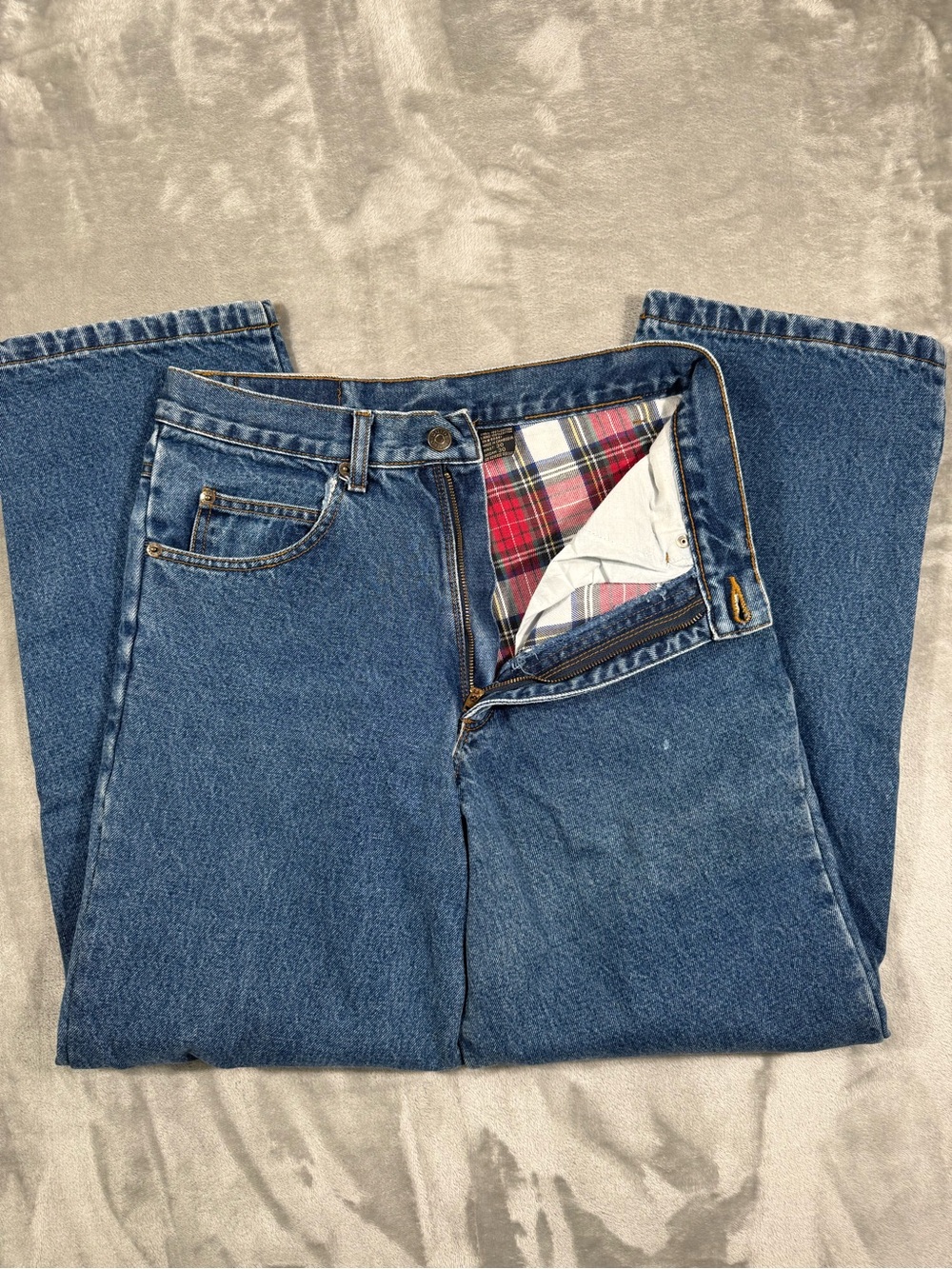 Guide Gear Jeans Mens 30x30 Blue Flannel Lined Straight Leg Plaid Warm Pants